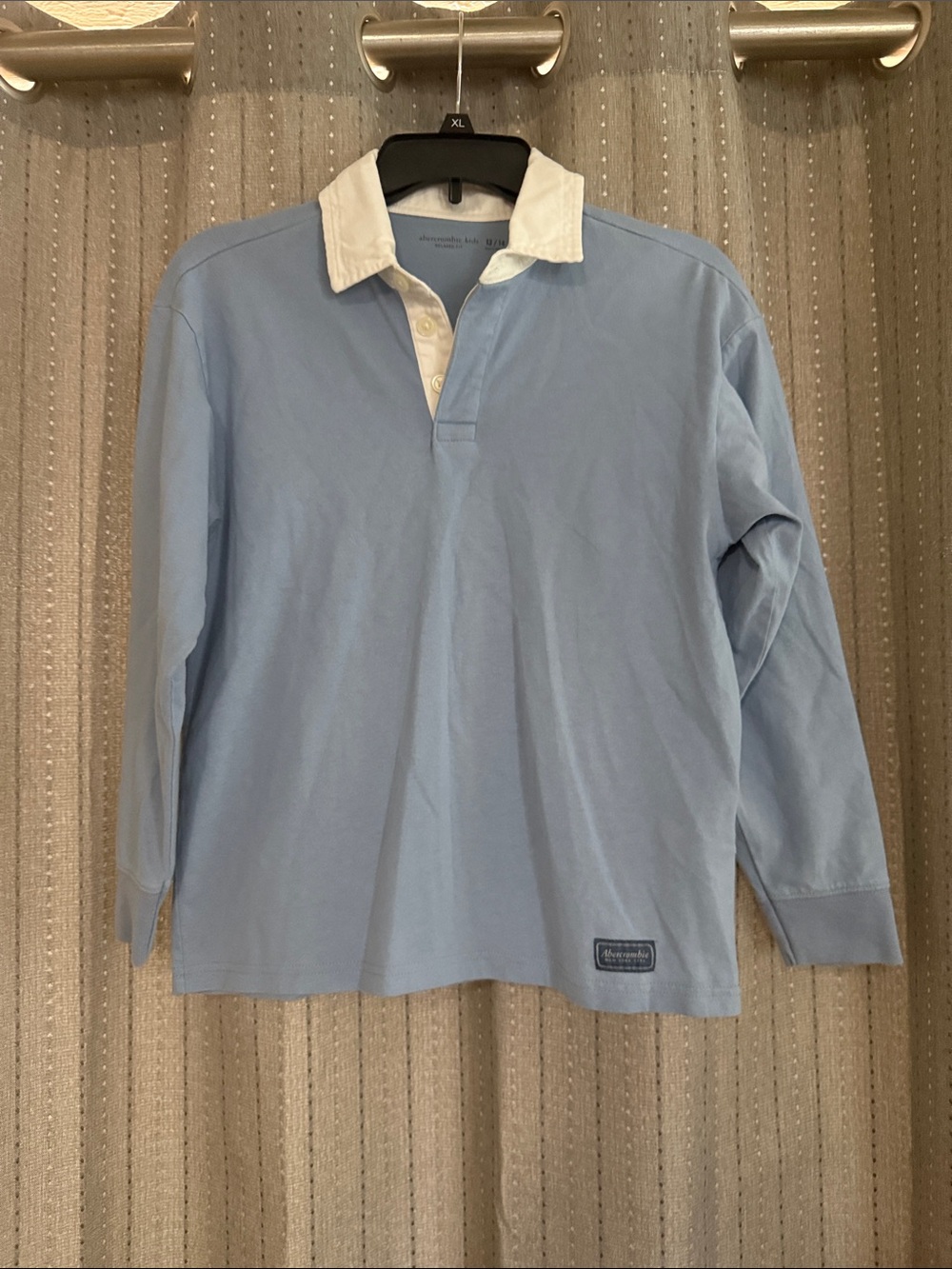Abercrombie & Fitch Light Blue Rugby Shirt with White Collar